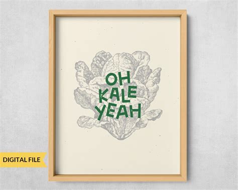 Printable Kitchen Wall Art Oh Kale Yeah Vegetable Puns Decor Download