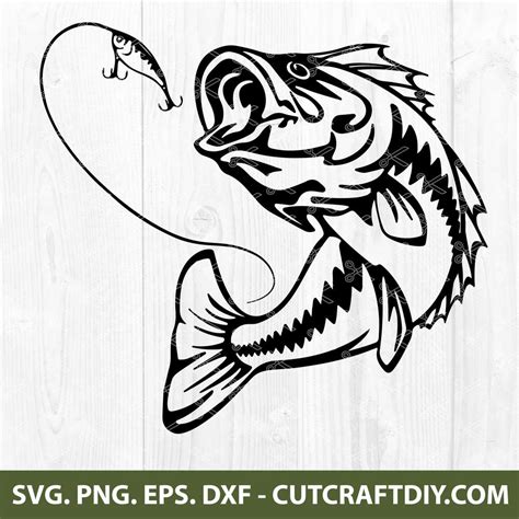 Jumping Bass Fish SVG Bass Fish SVG Fishing SVG Fish Clipart