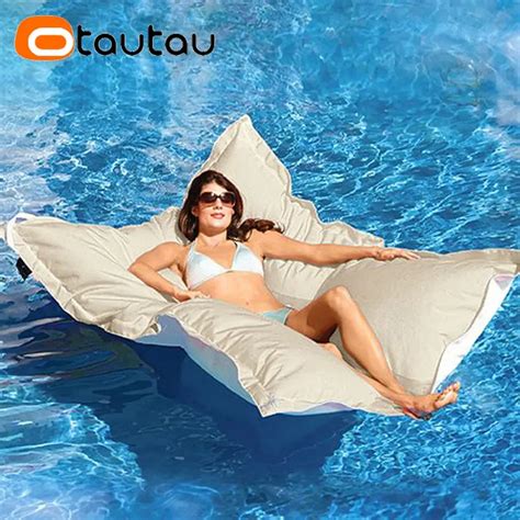 OTAUTAU Retangular Swimming Pool Floating Bean Bag Pouf Cover No Filler