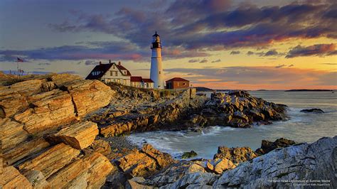 HD wallpaper: Portland Head Lighthouse at Sunrise, Maine, Architecture | Wallpaper Flare