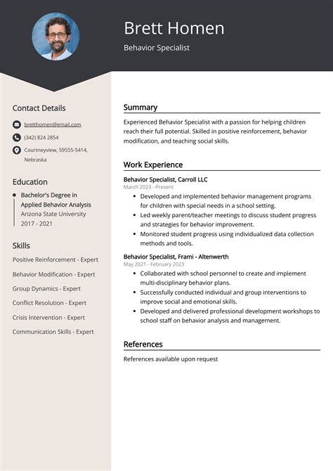 Behavior Specialist Resume Example Free Guide