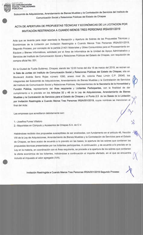 Pdf Acta De Apertura De Propuestas T Cnicas Y Econ Micas De