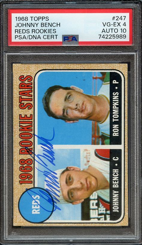 Lot Detail Topps Signed Johnny Bench Psa Vg Ex Psa Dna Auto