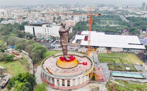 Kcr Unveils 125 Ft Tall Bronze Statue Of Dr Babasaheb Ambedkar On His 132nd Birth Anniversary