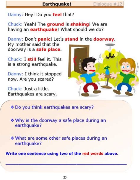 Esl Dialogues Earthquake Low Intermediate Stickyball Esl Lessons