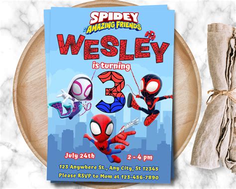 Spidey And His Amazing Friends Birthday Invitation Etsy