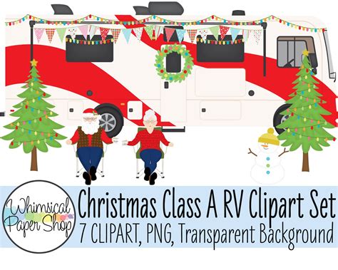 RV Camping Santa Clipart Set Santa and Mrs Claus Santa Claus - Etsy