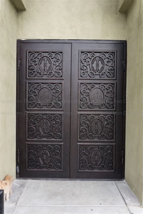 Modern Square Double Entry Steel Doors Precise Iron Doors