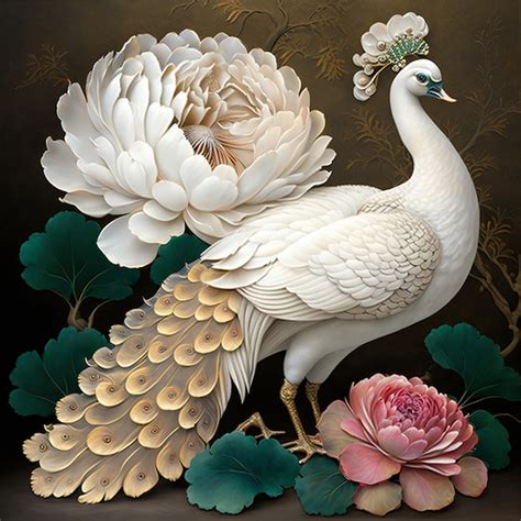 Premium Ai Image Beautiful White Peacock White Paper Flowers Art