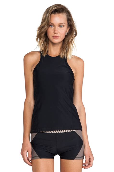 Olympia Activewear Delphi Active Tank In Black Mesh Revolve