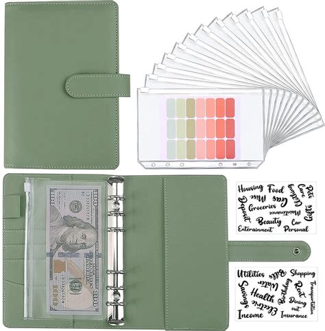 2022 A6 PU Leather Budget Binder Notebook Cash Envelopes System Set