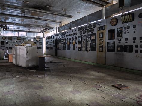 Control Room Inside An Abandoned Coal Fired Power Plant OC City