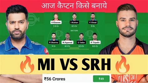 Mi Vs Srh Dream Team Mi Vs Srh Dream Prediction Mi Vs Srh Th