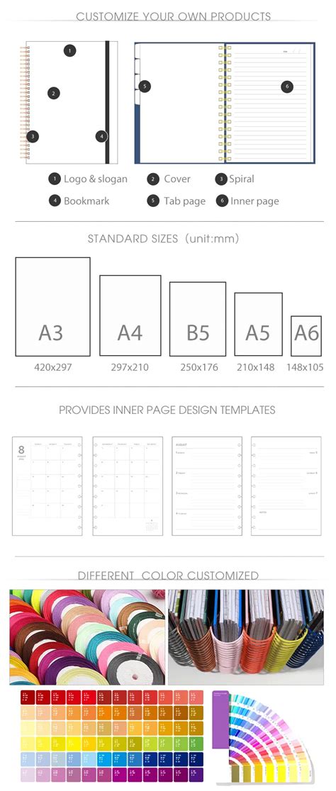 Custom Spiral Binding Note Book Printing A Agenda Diary Softcover