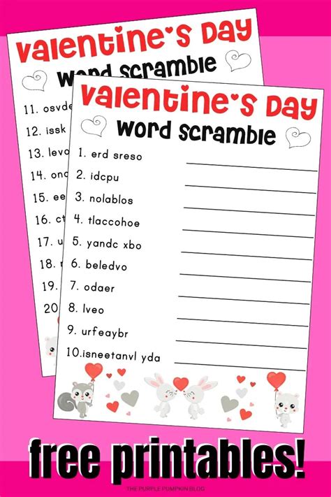 Free Printable Valentines Day Word Scramble Valentines Day Activities