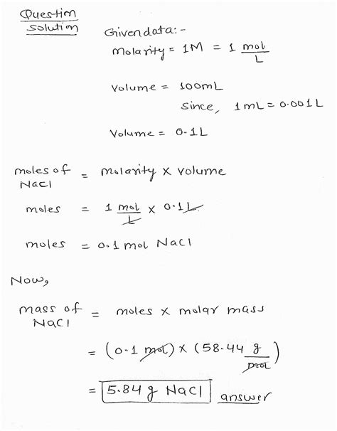 [solved] 2 Calculate How Many Grams Of Nacl Are Required To Make 100