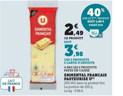 Promo Emmental Fran Ais Pasteuris U Chez Super U Icatalogue Fr