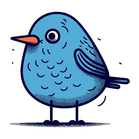 Un Mignon Oiseau Bleu De Dessin Animé Sur Un Fond Blanc Illustration