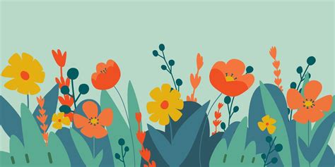 Horizontal banner with flowers and nature. Background with floral and ...