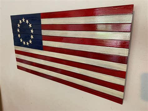 Betsy Ross Flag Rustic Wood American Flag Original Colonies Etsy