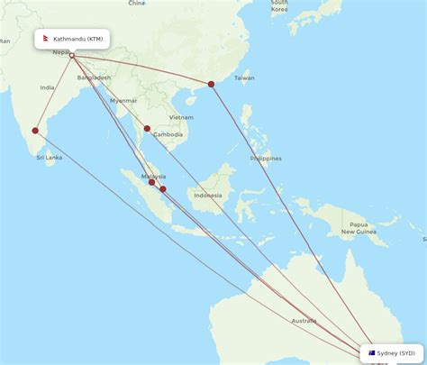 All Flight Routes From Sydney To Kathmandu SYD To KTM Flight Routes