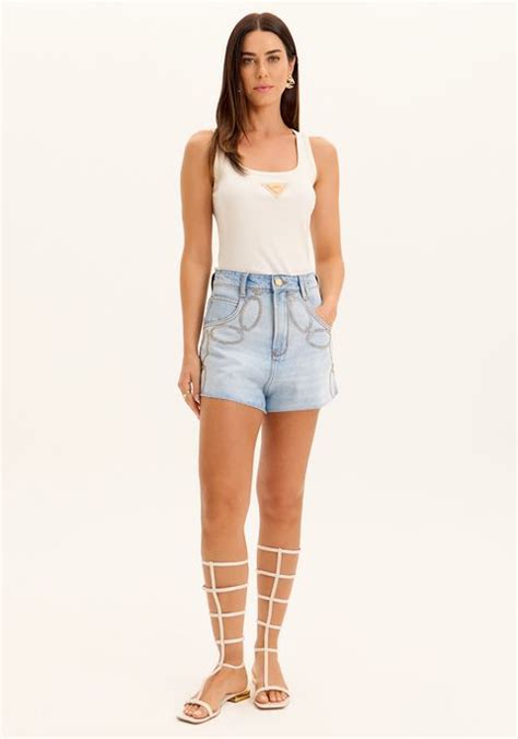 Short Hot Pants Jeans Brilhos Lança Perfume