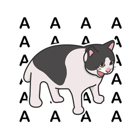 Cat Screaming Meme Sticker Ilustração bonita Vetor Premium