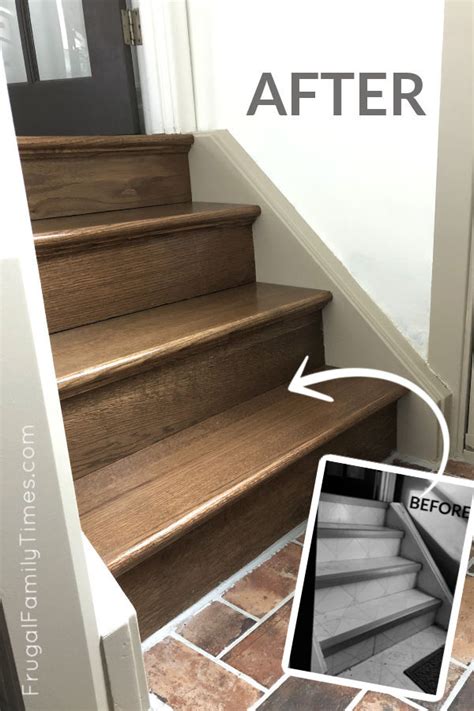 DIY Stairs Makeover How To Install Wood Treads Risers Over Old Steps