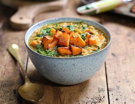 Roast Butternut Squash Spinach And Lentil Curry Recipe Abel And Cole