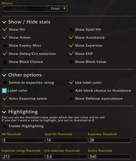 Wotlk Tank Stats Panel Screenshots Weakaura World Of Warcraft