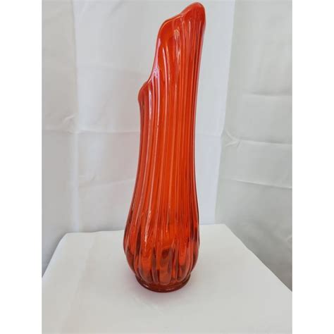 Mid Century Modern Orange Swung Stretch Art Floor Vase In 2024 Floor Vase Vase Mid Century