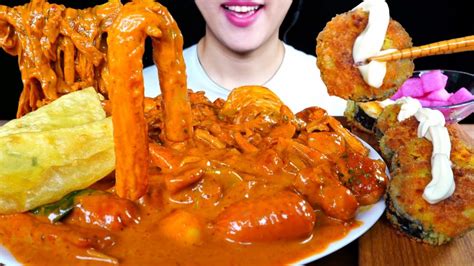 매운맛 두찜 마라로제찜닭 먹방 꾸덕한 넙적당면에 납작만두 분모자 김밥튀김까지 리얼사운드 SPICY MALA ROSE