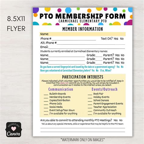 Pto Membership Form Template Simple Desert Designs