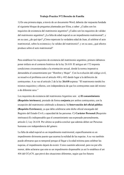 TP2 Derecho De Familia Tp 2 Aprobado Parte 1 Trabajo Practico N2