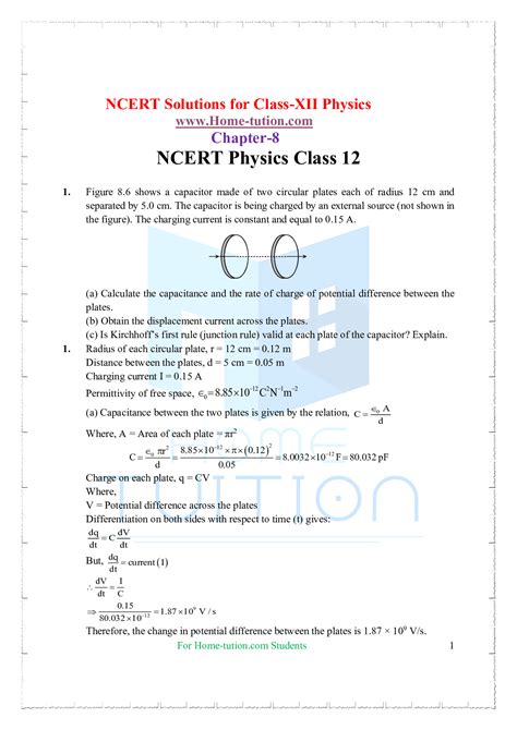 Ncert Solutions For Class 12 Physics Chapter 8 Electromagnetic Waves