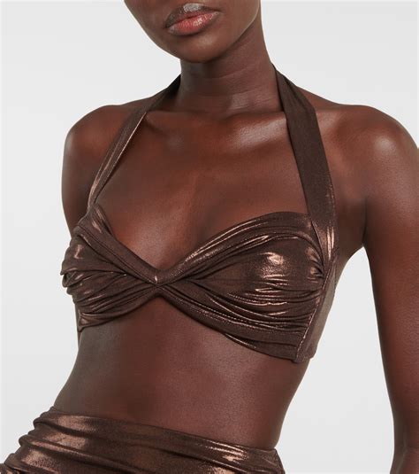 Bill Metallic Bikini Top In Brown Norma Kamali Mytheresa