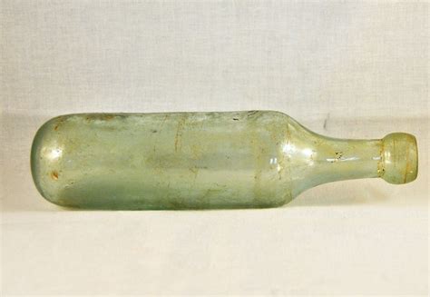 Vintage Torpedo Round Bottom Bottle 1800s Collectible Antique Aqua Glass Blob Top Torpedo