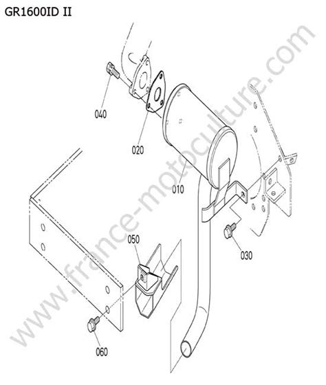 Vue Clat E Et Pi Ces D Tach Es Echappement Pour Gr Id Ii Kubota