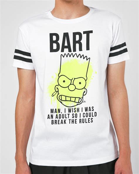 Camiseta Juvenil Bart Simpson Adult Branca Fox The Simpsons FANLAB