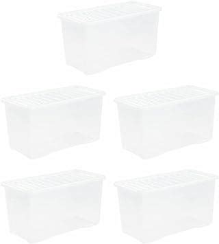 JMS We Create Smile Pack Of 5 Home Office Clear Plastic Stackable