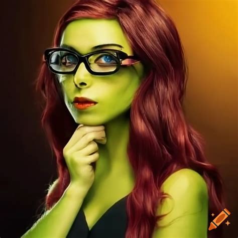 Beautiful Brown Haired Female Grinch With Glasses On Craiyon