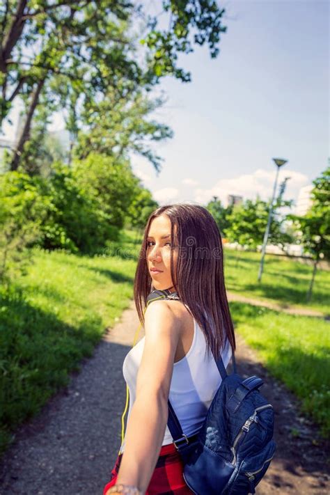 Beautiful Girl Walking On Street Stock Image Image Of Portrait City