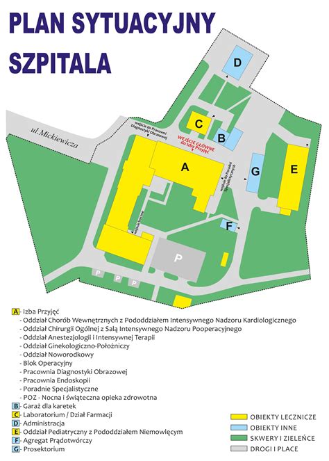 Plan sytuacyjny terenu szpitala Szpital Powiatowy w Więcbork