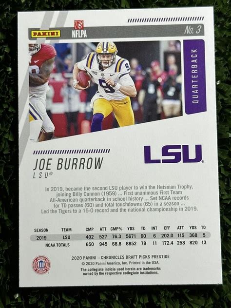 Chronicles Prestige Joe Burrow Rookie Blue Xtra Points Sp Lsu