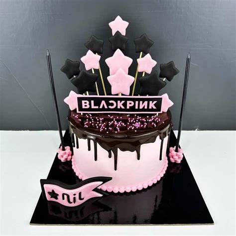 Black Pink Theme Cake