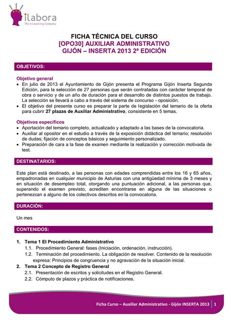 oposición Auxiliar Administrativo Gijón INSERTA 2013 PDF Descarga