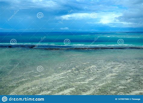 Aerial View Over Coral Reef Coastline Stock Photo - Image of beauty ...