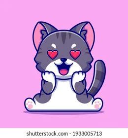 Cute Cat Falling Love Cartoon Vector Stock Vector Royalty Free