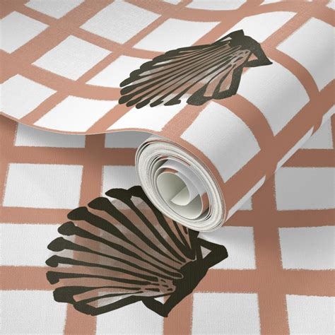 Playful Nude Terracotta Orange Chequered Wallpaper Spoonflower