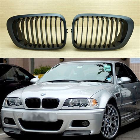 Bmw E46 2d Coupe Front Grills Grille Hood Kidney Matte Black Ebay